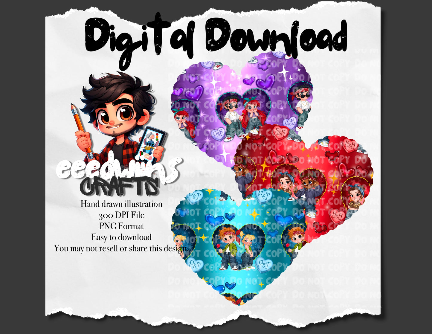 VALENTINES SEAMLESS BUNDLE PNG DESIGN. DIGITAL DOWNLOAD