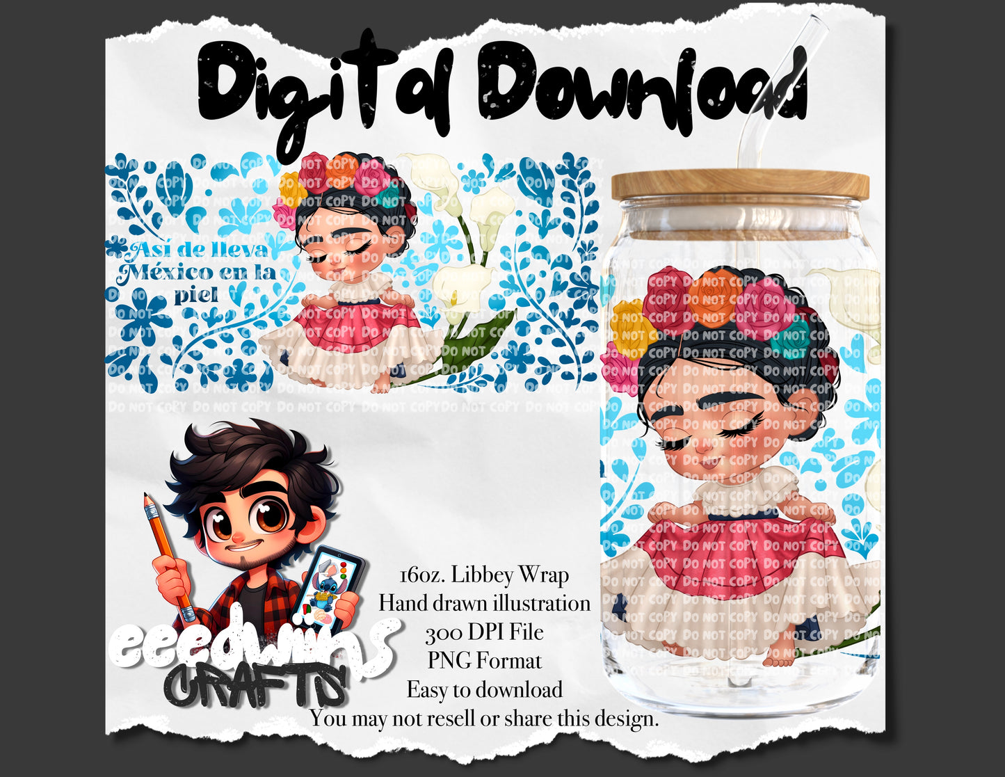 16OZ DIGITAL DESIGN - ASI SE LLEVA MEXICO