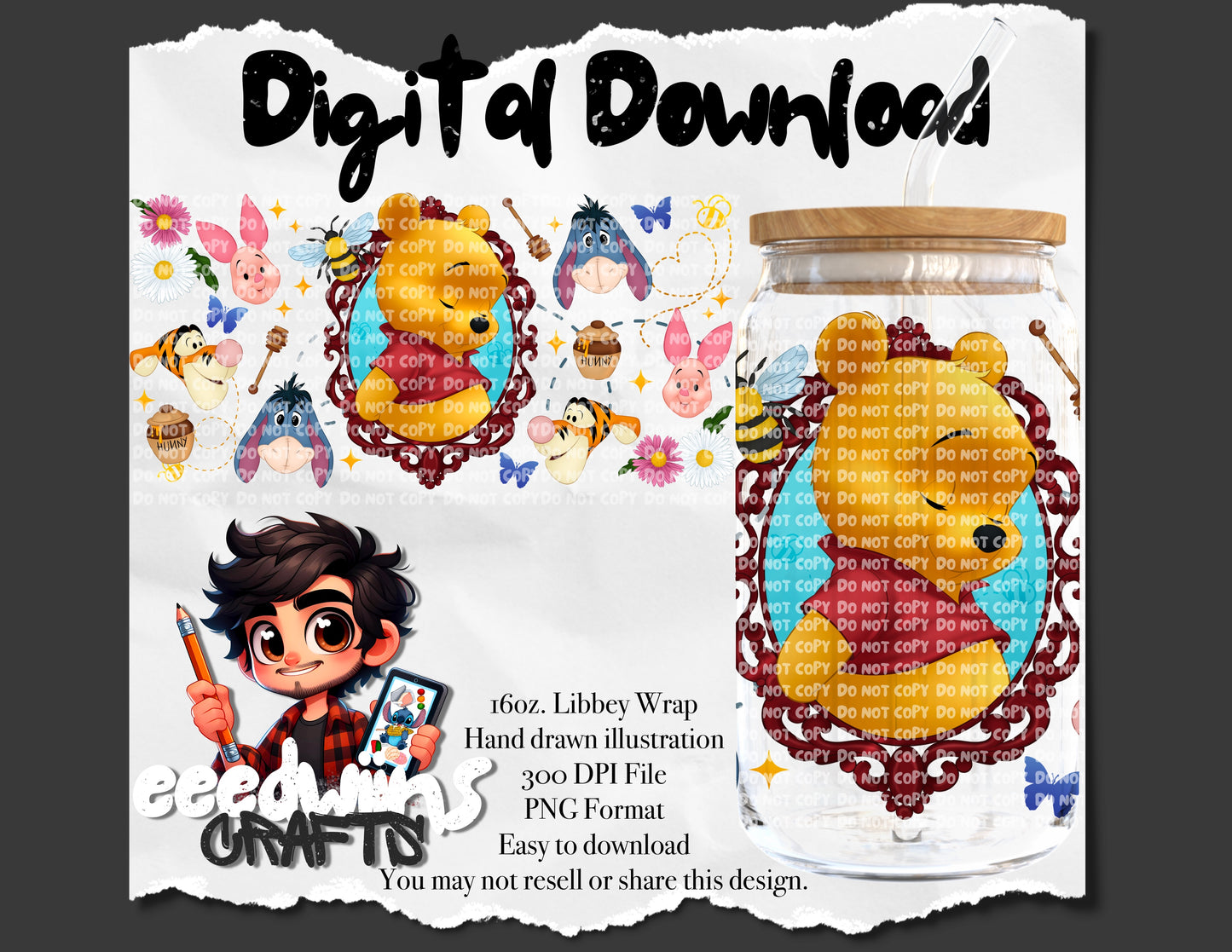 16OZ DIGITAL DESIGN - HUNNY BEAR FRAME