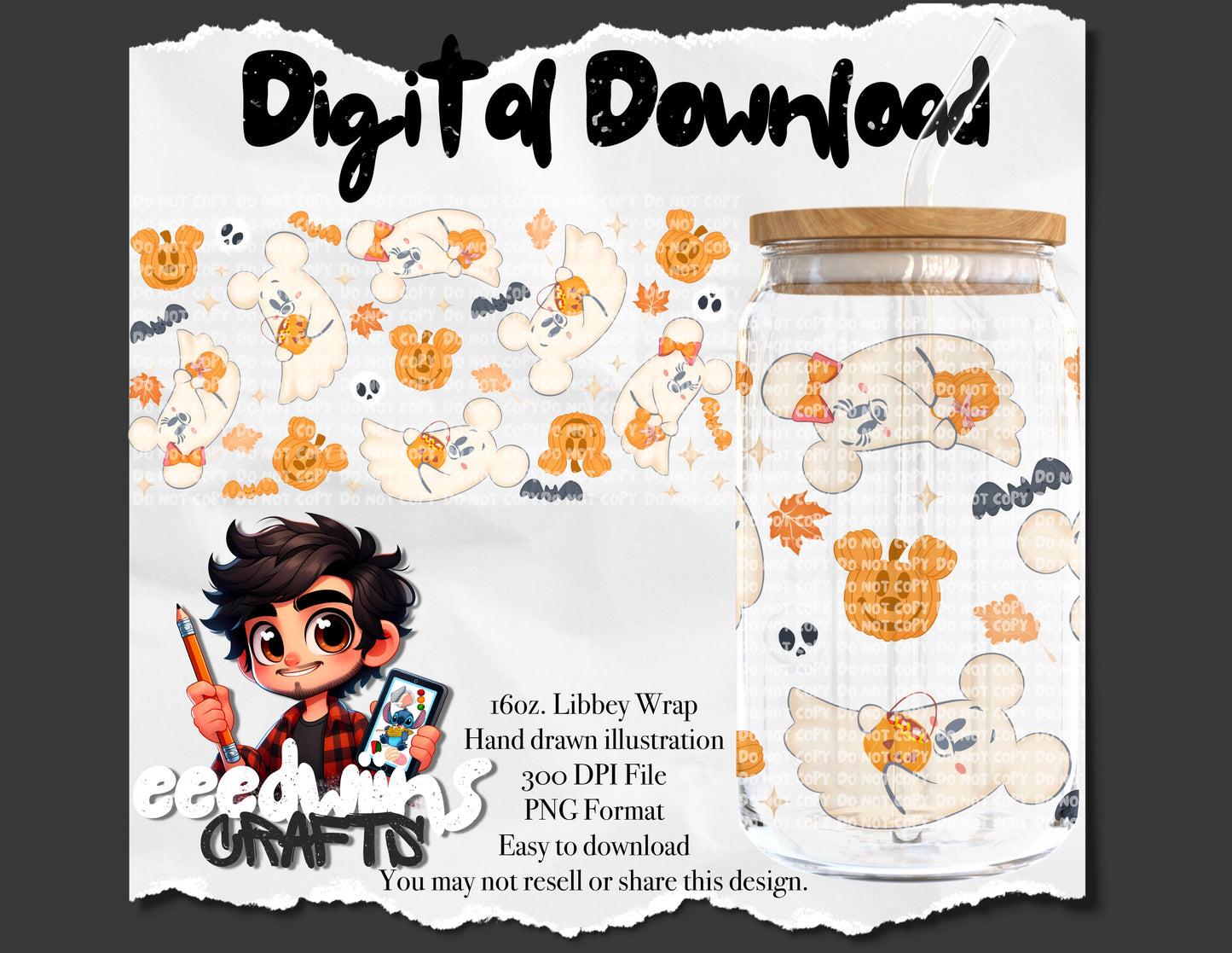 16OZ DIGITAL DESIGN - GHOSTY