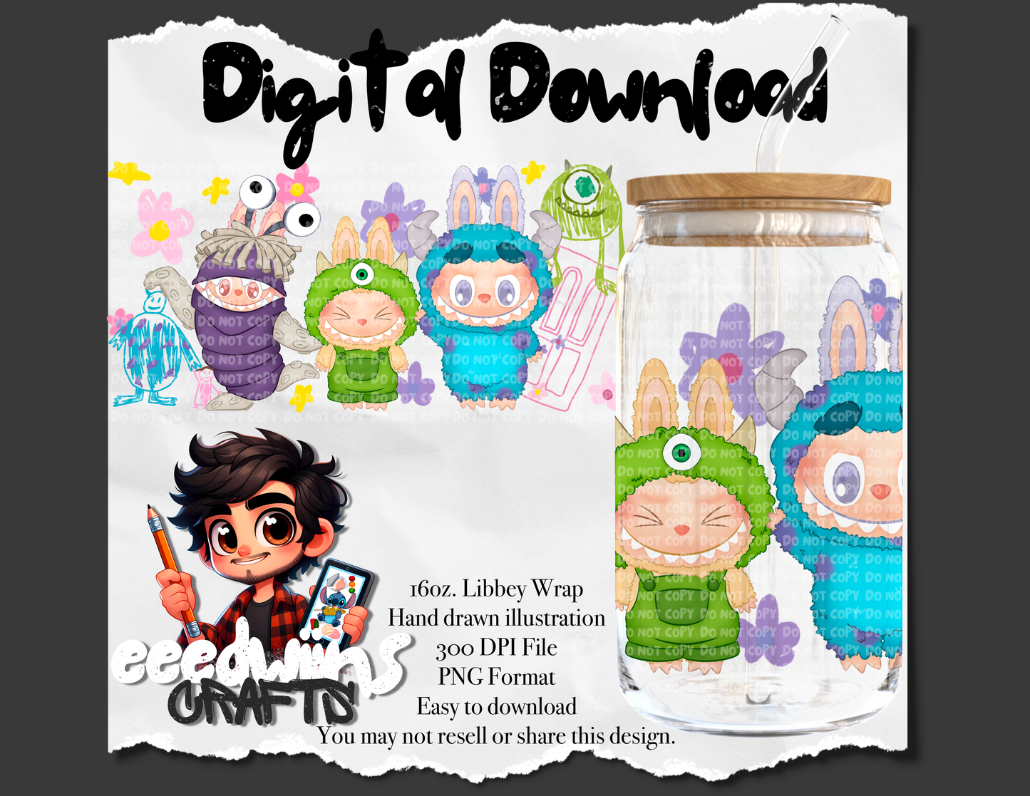 16OZ DIGITAL DESIGN - MONSTERS