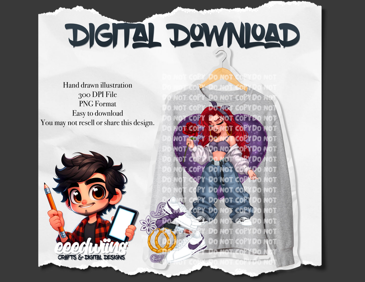 CHOLA GIRL PNG DESIGN. DIGITAL DOWNLOAD