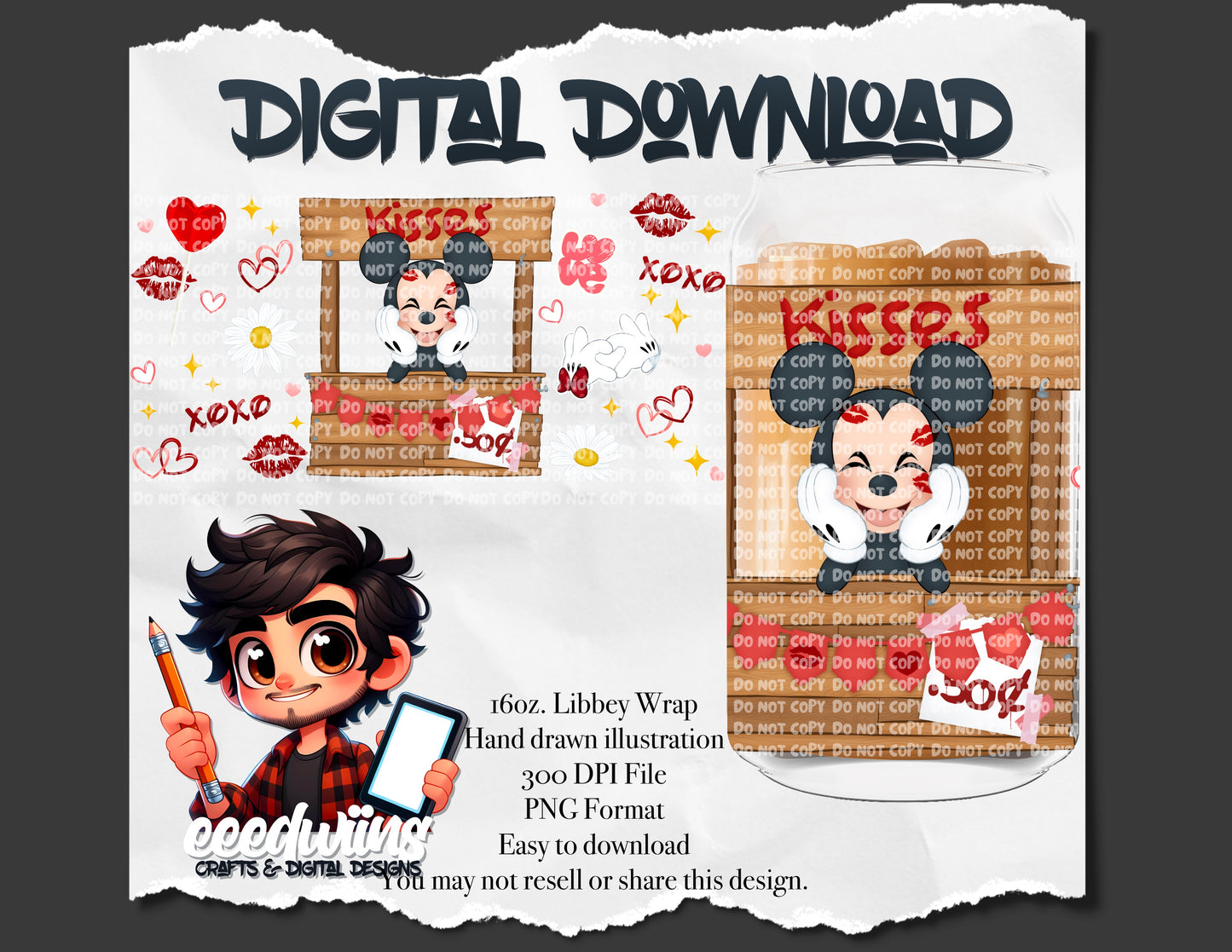 16OZ DIGITAL DESIGN - KISSING BOOTH 2