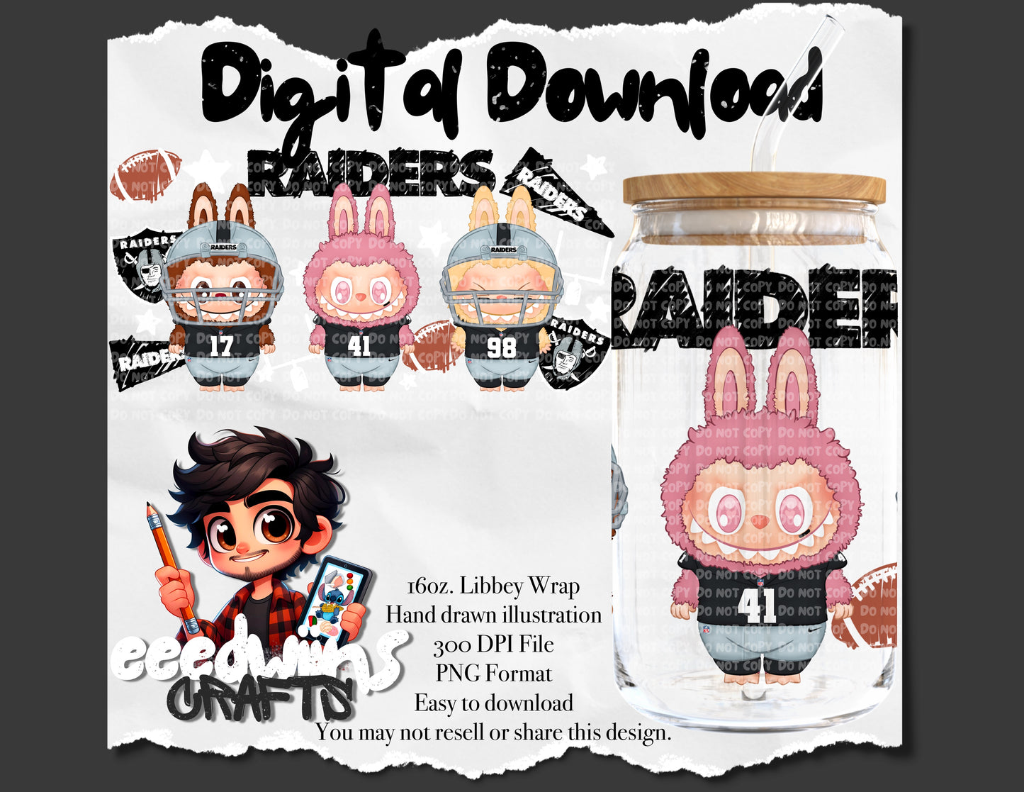 16OZ DIGITAL DESIGN - FOOTBALL BUBU 2