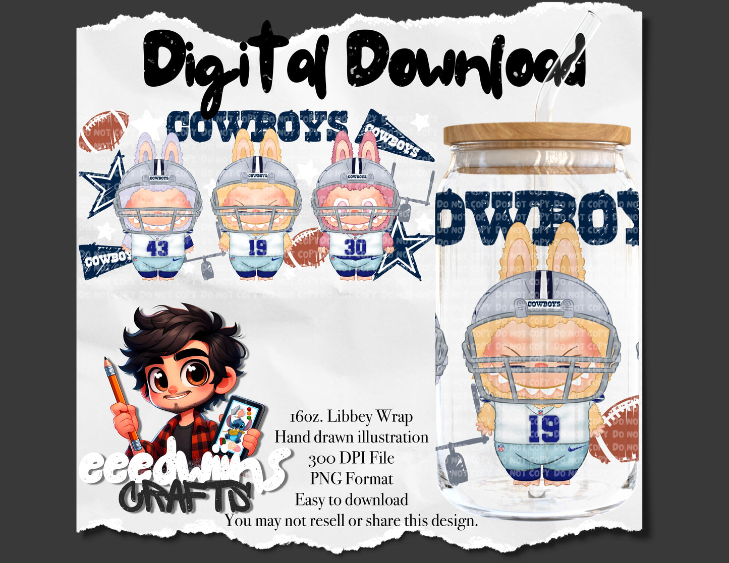 16OZ DIGITAL DESIGN - FOOTBALL BUBU 3