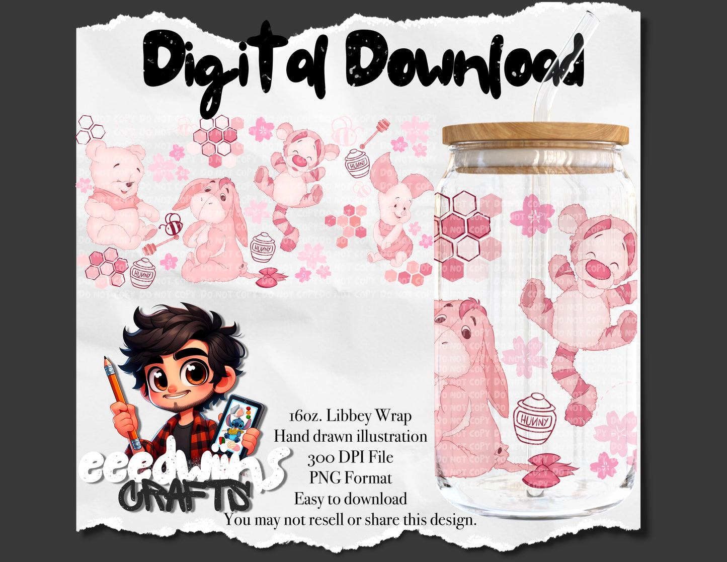 16OZ DIGITAL DESIGN - PINK CHERRY