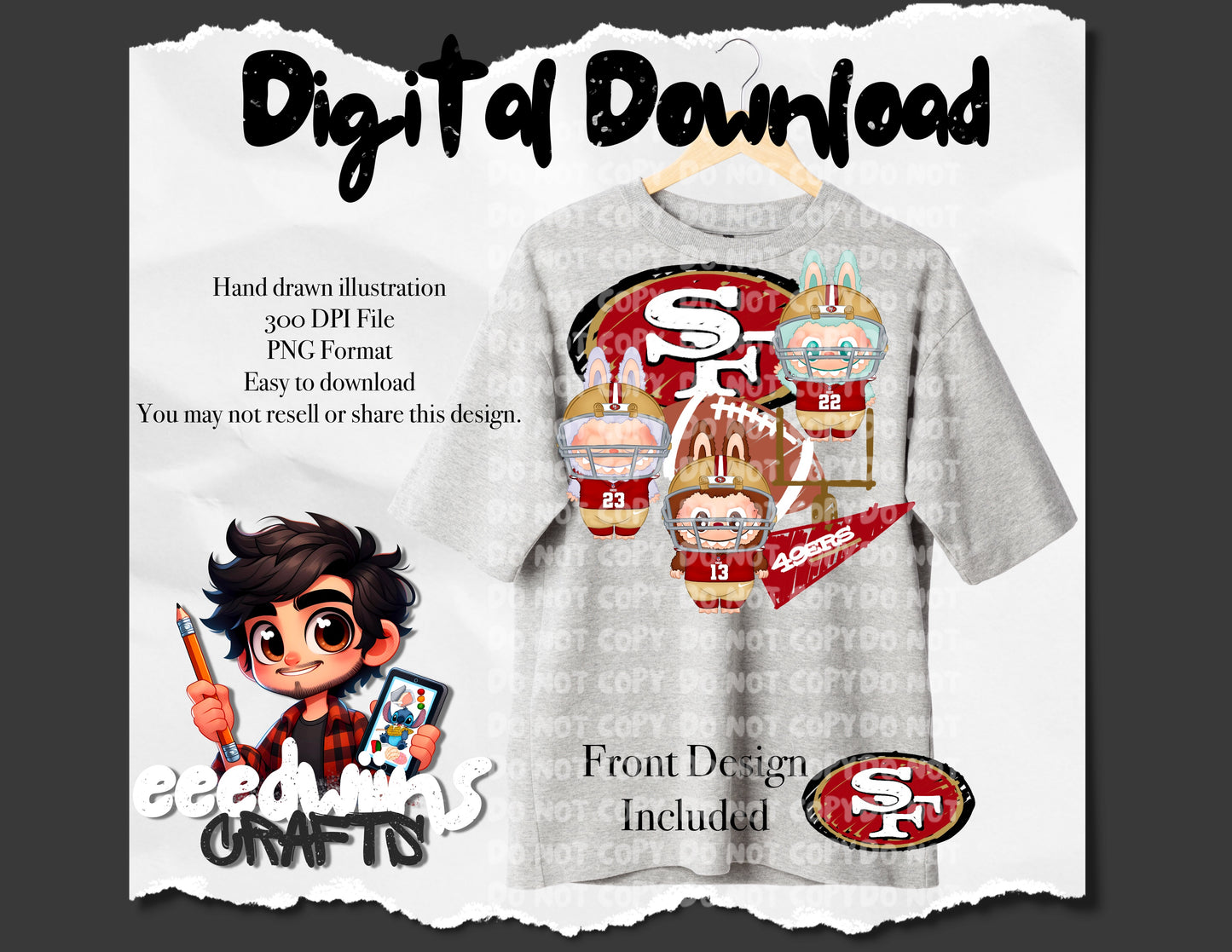 BUBU FOOTBALL 2 PNG DESIGN. DIGITAL DOWNLOAD