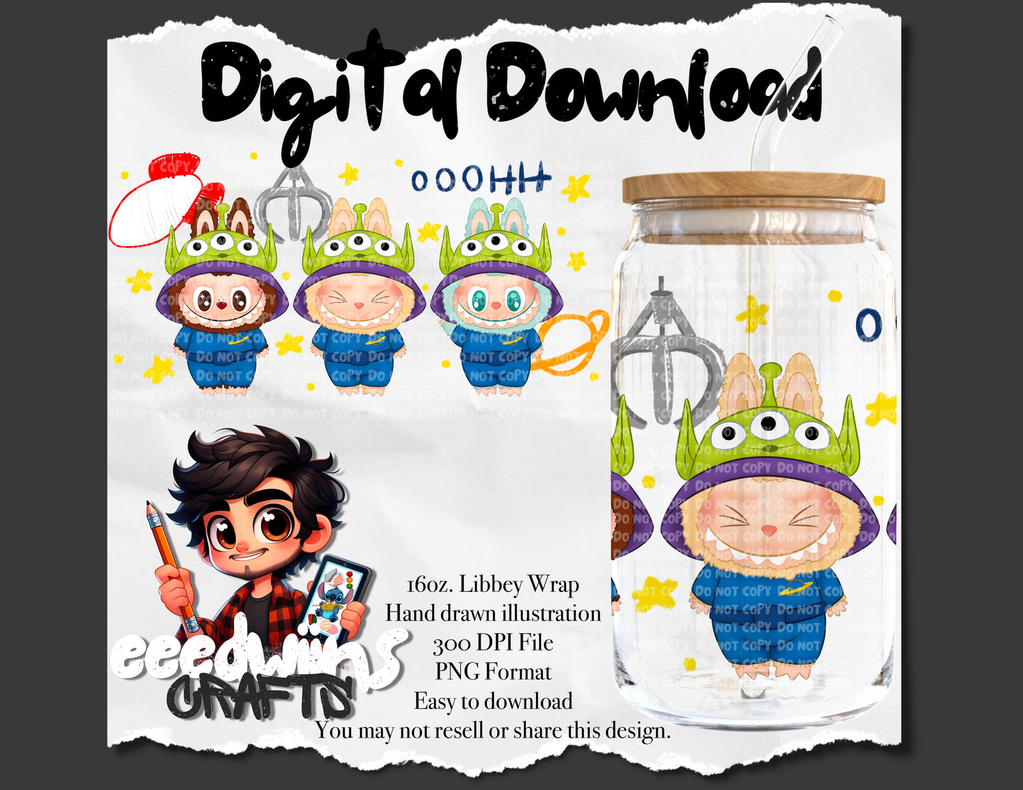 16OZ DIGITAL DESIGN - ALIENS