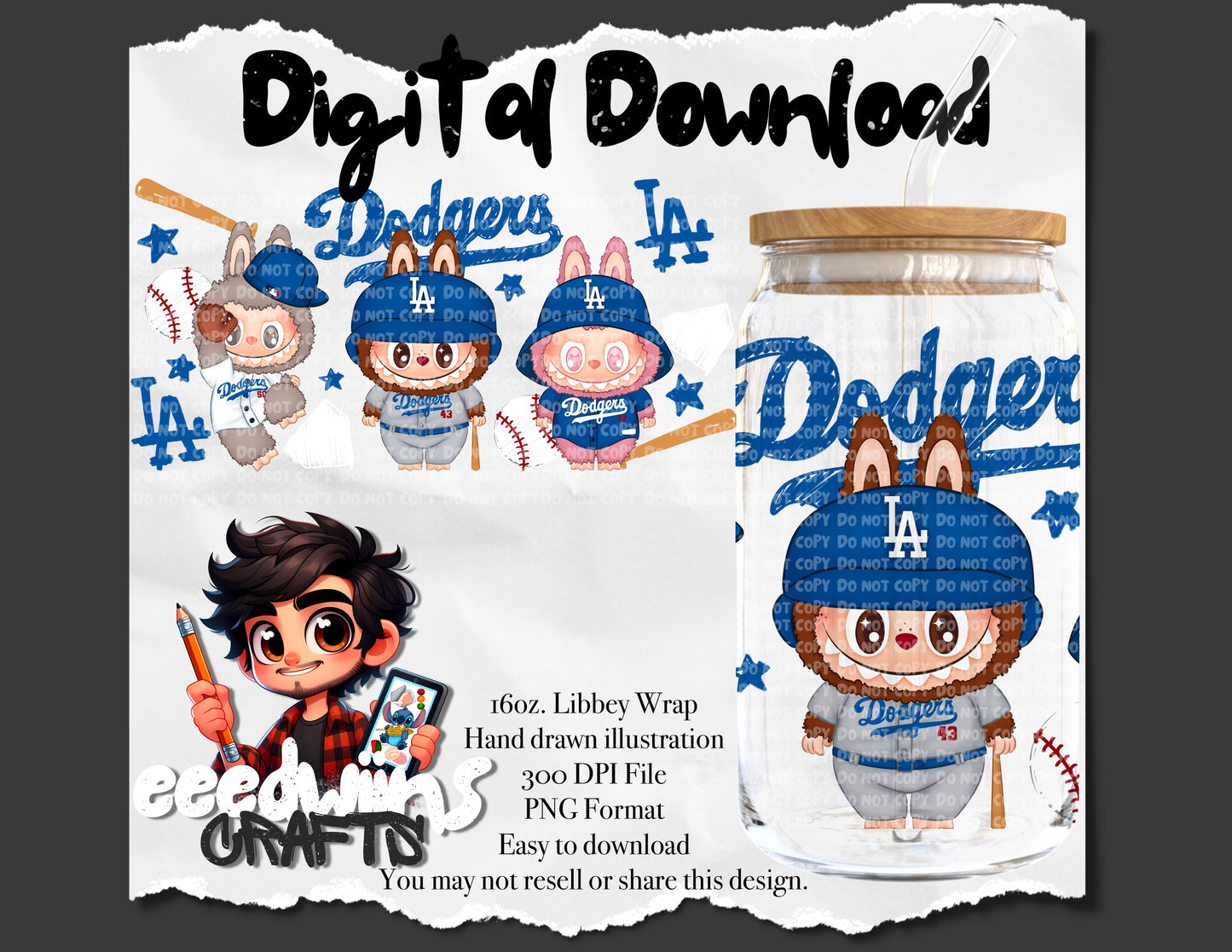 16OZ DIGITAL DESIGN - BASEBALL BUBU