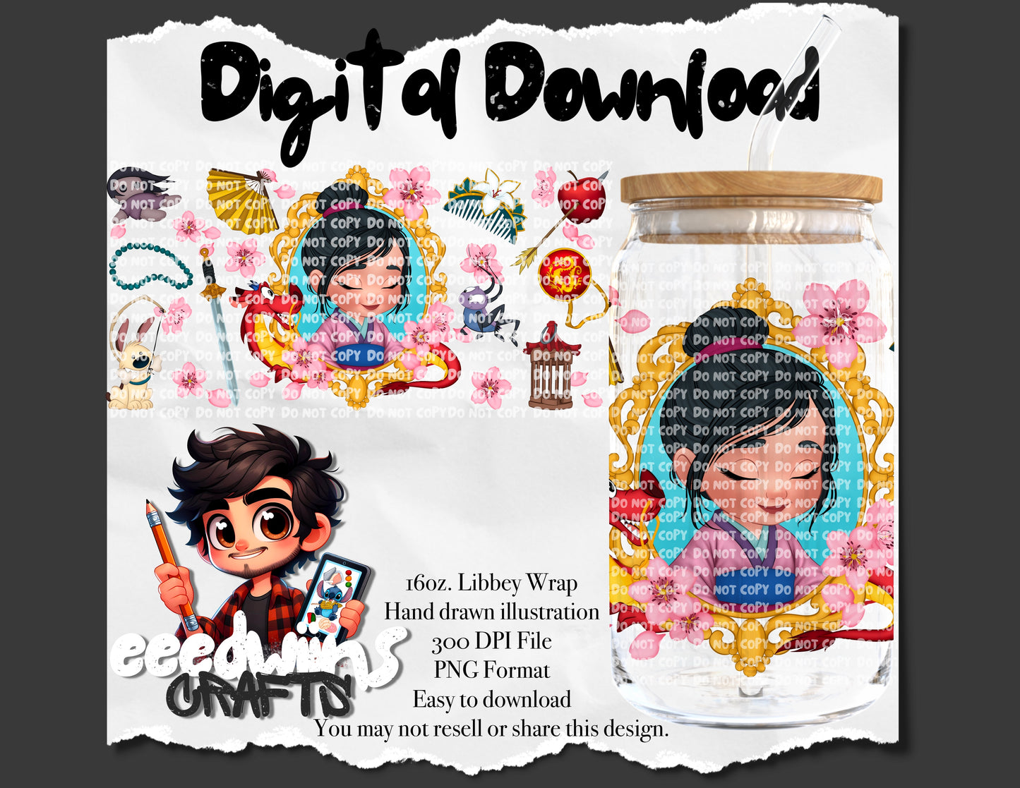 16OZ DIGITAL DESIGN - PRINCESS FRAME