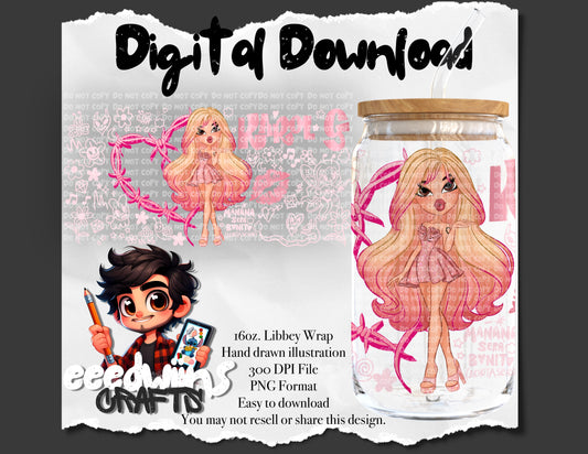 16OZ DIGITAL DESIGN - DOLL LIBBEY WRAP.