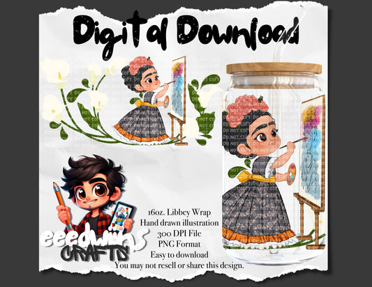 16OZ DIGITAL DOWNLOAD - PAINTING FRIDA