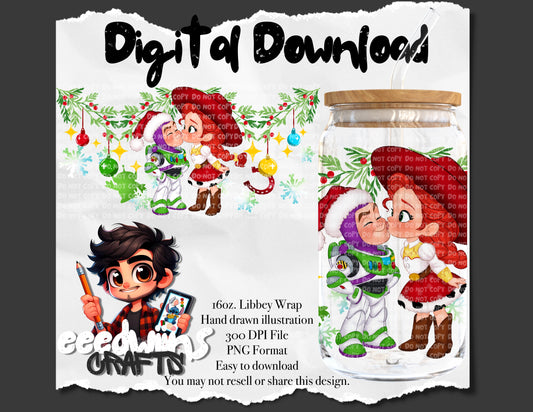 16OZ DIGITAL DESIGN - CHRISTMAS MISTLETOE KISS