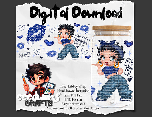 16OZ DIGITAL DESIGN - BLUE BETTY