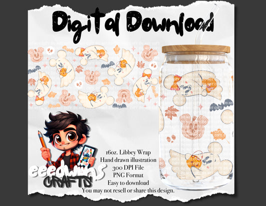 16OZ DIGITAL DESIGN - PINK GHOSTY