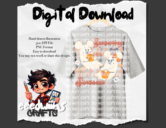 SPOOKY SEASON GHOSTY PNG DESIGN. DIGITAL DOWNLOAD