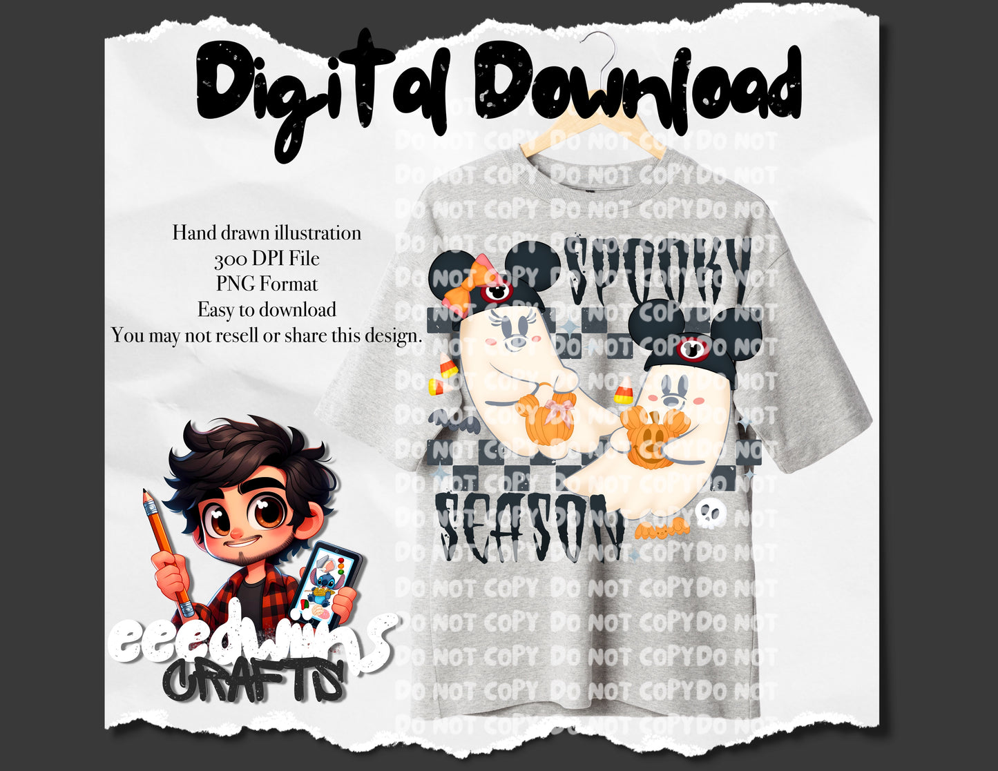 DARK SPOOKY SEASON GHOSTY PNG DESIGN. DIGITAL DOWNLOAD