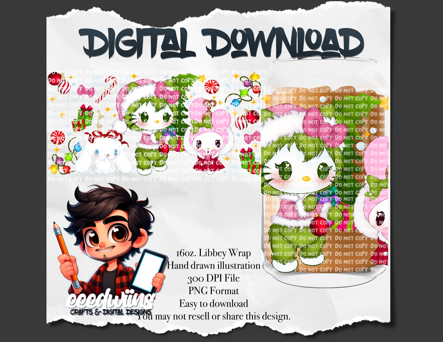 16OZ DIGITAL DESIGN - HK GRINCHY