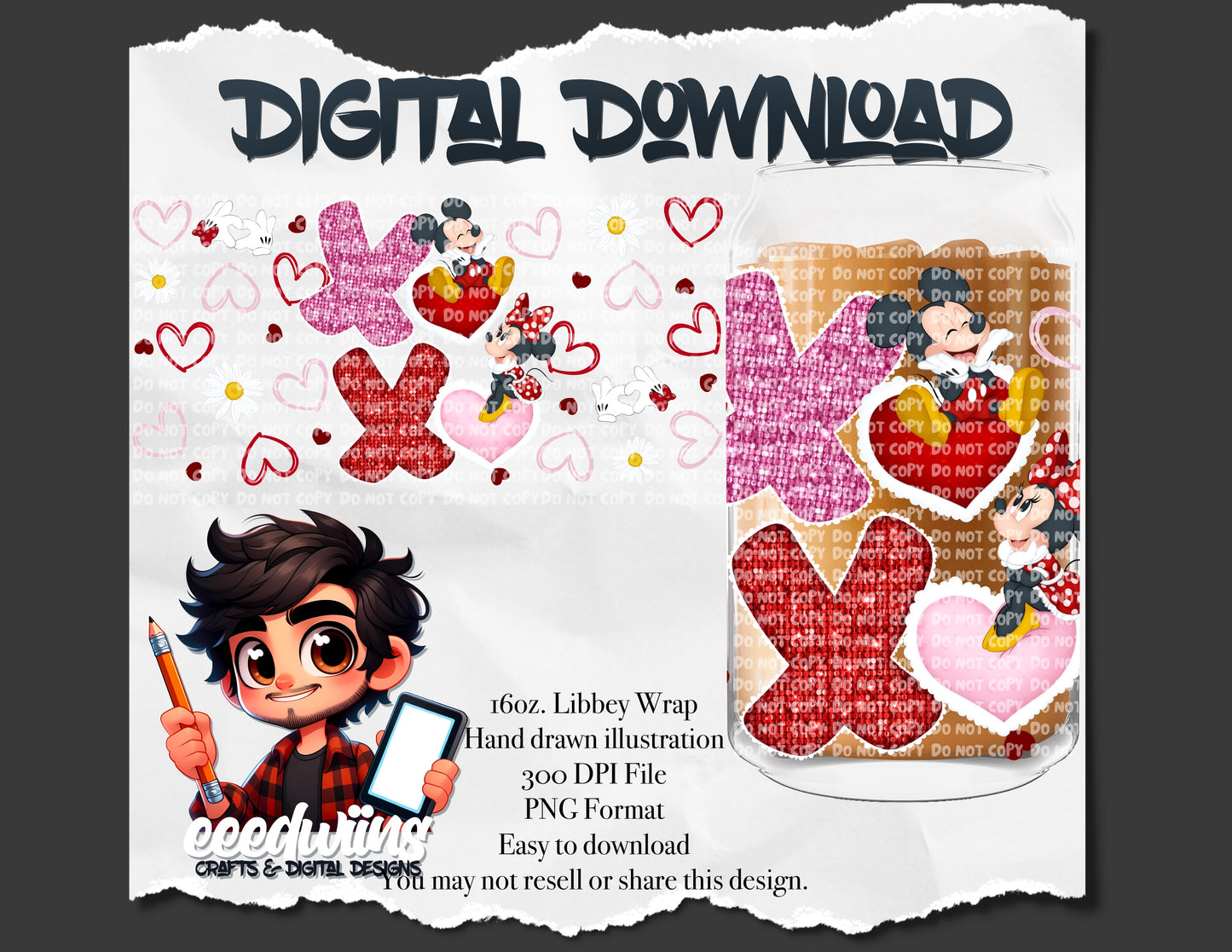 16OZ DIGITAL DESIGN - XOXO 2