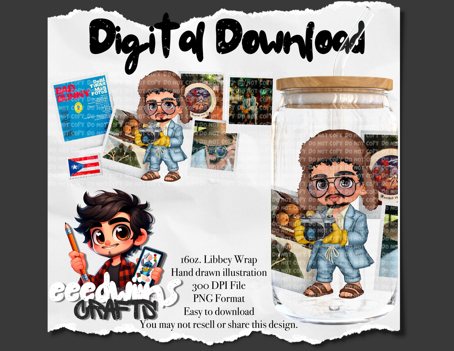 16OZ DIGITAL DESIGN - PUERTO RICO