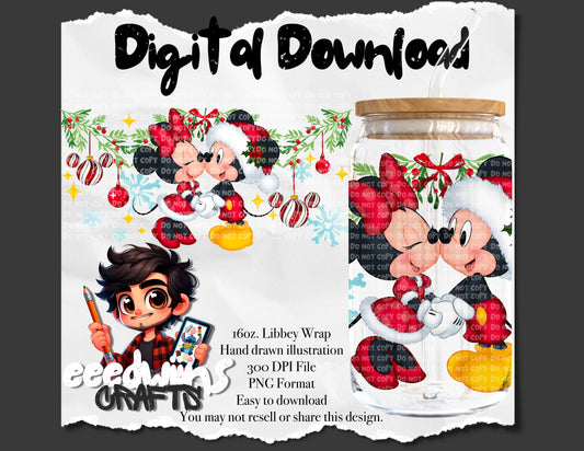 16OZ DIGITAL DESIGN - CHRISTMAS MISTLETOE KISS.