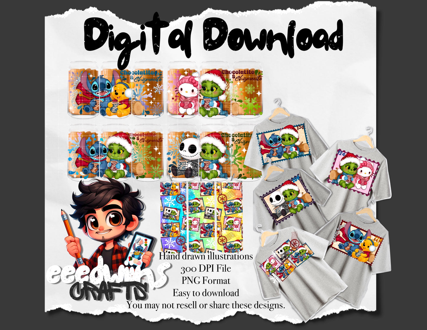 16OZ DIGITAL DESIGN - CHOCOLATITO Y CHISMECITO FULL BUNDLE