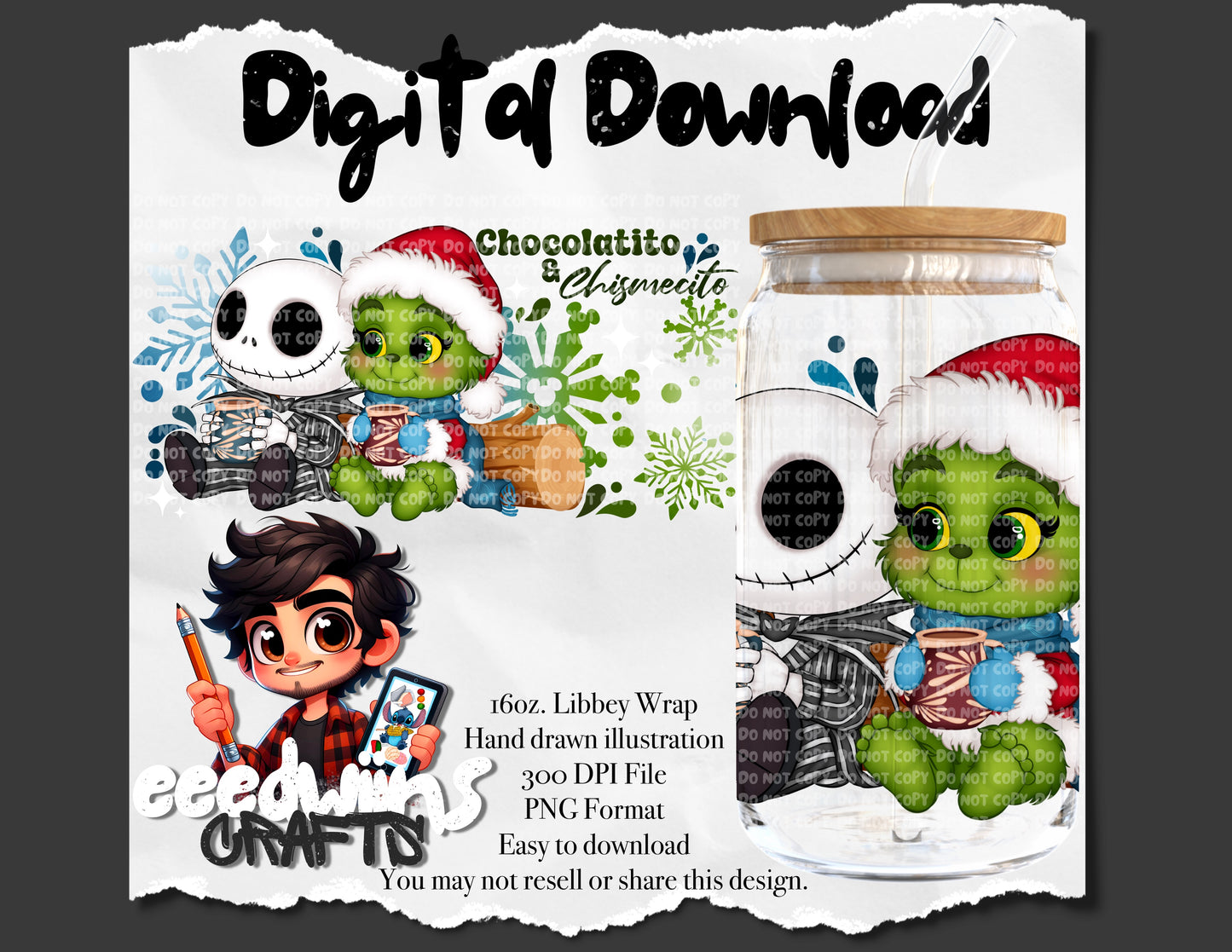 16OZ DIGITAL DESIGN - CHOCOLATITO Y CHISMECITO WRAP