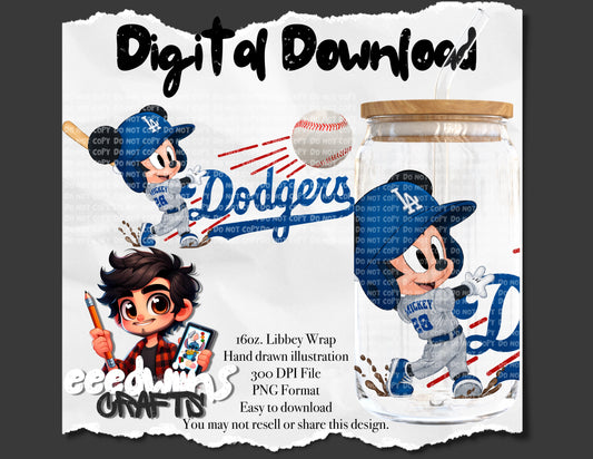 16OZ DIGITAL DESIGN - BASEBALL LIBBEY WRAP