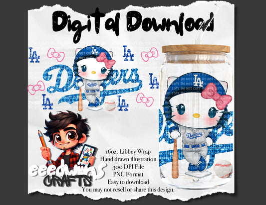 16OZ DIGITAL DESIGN - BLUE SPARKLY BASEBALL