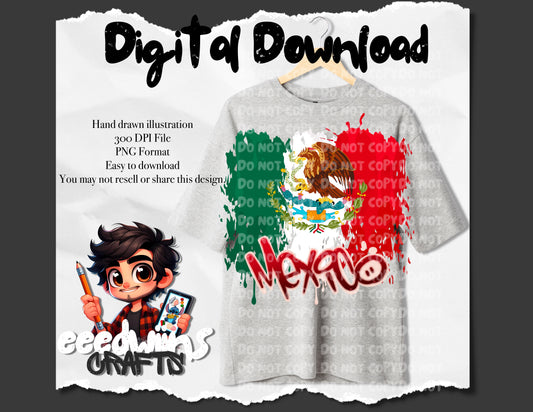 MEXICO FLAG PNG DESIGN. DIGITAL DOWNLOAD.