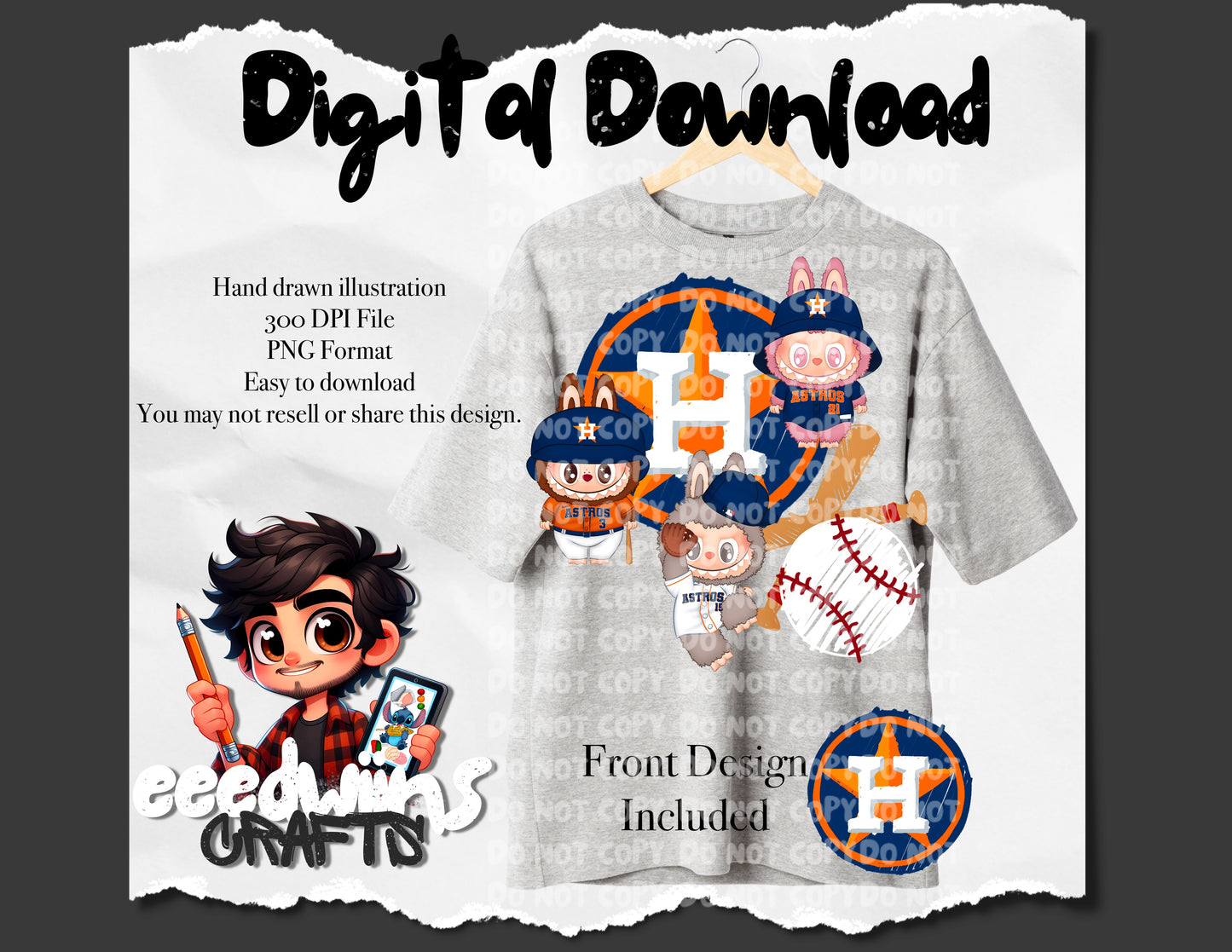 BASEBALL BUBU 4 PNG DESIGN. DIGITAL DOWNLOAD